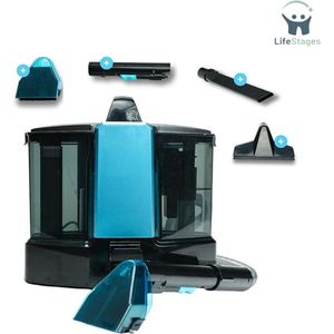 LifeStages - Meubelreiniger - Tapijtreiniger - Vlekkenreiniger - 4 Opzetstukken met Extra Borstels - Reinigingsmachine - Waterstofzuiger - Autoreiniger - Meubelreiniger - Bank Reiniger - Matrasreiniger - Blauw