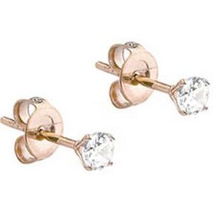 Mint15 Klassieke oorknopjes - Oorstekers studs met steentje 3mm - Roségoud RVS/Stainless Steel