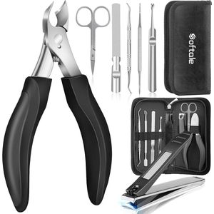 7-delige gebogen teennagelknipper set - voor dikke en ingegroeide nagels - met rubberen grip
