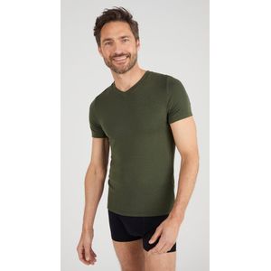 Damart - T-shirt met korte mouwen V-hals fijn geribd Thermolactyl Sensitive - Heren - Groen - (102-109) L