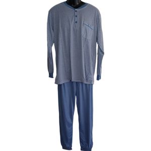 Uniseks Pyjama set Dames & Heren - 2 Delig - Kleur Lichtblauw/Wit - All over Print - Maat XL - Lange Mouwen - Lange Broek - Knopen - Cadeau - Kerst