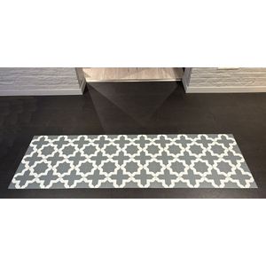 JYG Keukenloper vinyl binnen - SIEGEN - 80x600 cm - GRIJS/WIT - antislip - afwasbaar - voederbak onderlegger - keukenmat