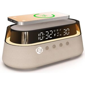 Equivera Wekkerradio - 4-In-1 Digitale Wekker - Draadloos Laadstation - Bluetooth - LED-Display