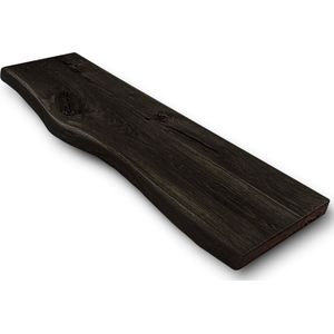 Wandplank Massief Eiken Hout - 100x30 –  Zwart - Boomstam Plank - Boekenplank