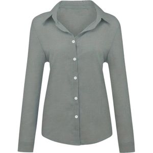 Nivard Linnen Blouse Dames - T-Shirt - Polo - Overhemd - Shirt - Zomer - Ibiza Stijl - Grijs - Maat XXL