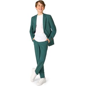 OppoSuits Daily Posy Green - Casual Tiener Pak - Voor Bruiloften, Schoolfeesten en Casual Chic - Inclusief Pantalon en Blazer - Maat EU 134/140 - 10 Jaar