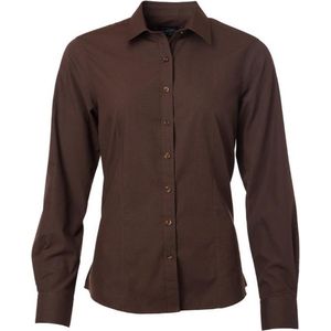 James and Nicholson - Poplin-shirt - Bruin - Dames - Lange Mouwen