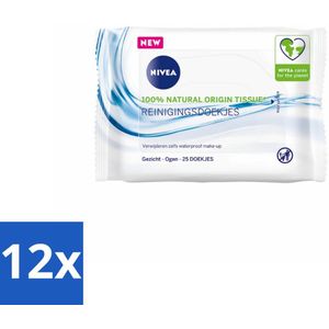 NIVEA - Reinigingsdoekjes - Verfrissend - Verwijdert Waterbestendige Make-up - 25 Doekjes - Voordeelverpakking - 12 stuks
