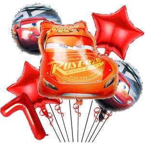 Cars ballon set - 59x53cm - Folie Ballon - Auto - Race - Racing - Themafeest - 7 jaar - Verjaardag - Ballonnen - Versiering - Helium ballon