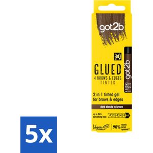 Got2B - 2-in-1 Gel - Brows & Edges Donkerbruin - 16 ml - Bulkverpakking - 5 stuks