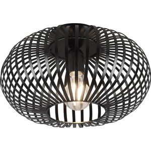 LED Plafondlamp - Plafondverlichting - Torna Johy - E27 Fitting - Rond - Industrieel - Mat Zwart - Aluminium - 30cm