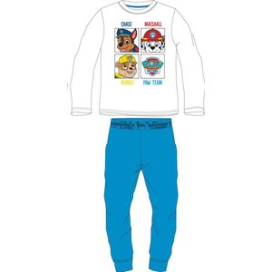 Paw Patrol pyjama Paw team katoen wit/blauw maat 104