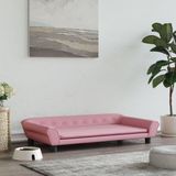 The Living Store Hondenbank Fluweel - Roze - 100 x 50 x 21 cm - Geschikt voor kleine honden - Draagvermogen 50 kg
