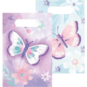 Feestzakjes voor Kinderverjaardag - 8 Stuks Papieren Zakjes met Flutters Motief