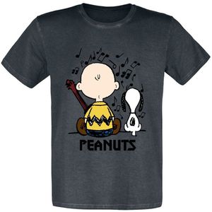 Peanuts Charlie Brown & Snoopy Heren T-shirt - zwart - 4XL