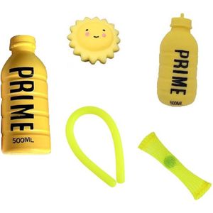 Wonderprice - Fidget Toys pakket - Geel - Prime - Squishie Squishy - Moochies Mochi - Monkey Noodle - Mesh Marble - Top Fidget Pakket Geel