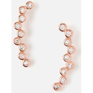 Orelia oorbellen - sliert van rondjes met steentjes erin - rosé goudkleurig - 2 cm