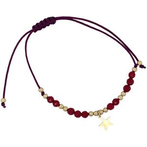 Pat's Jewels Armband - Macramé Armband met Verstelbare Schuifknoop - Edelsteen - Rood - Cadeau