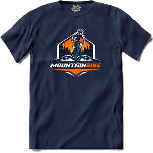 Mountainbike Fiets outdoor sport kleding - T-Shirt - Unisex - Navy Blue - Maat M