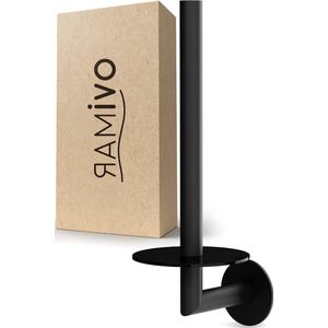 Zelfklevende reserverolhouder voor 2 rollen toiletpapier - RVS zwart mat - Zwart glas - Badkamer toiletrolhouder Toiletrolhouder