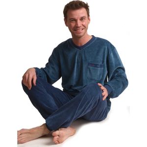 Outfitter heren pyjama velours - maat M - V-hals - Offline - antraciet