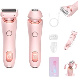 Roze - 1 st - 2-in-1 epilator voor dames - Draagbaar scheerapparaat en tondeuse, nat en droog - Tweekoppig zeemeerminontwerp - Roze elektrische epilator - Persoonlijke verzorging