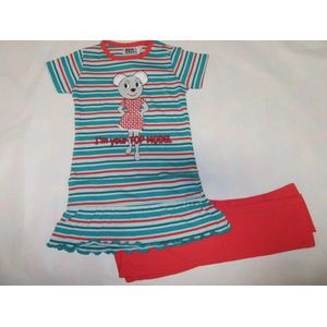 Wiplala -  Jen & James - Zomer pyjama - Meisje - Streep, muis  -  4 jaar  104