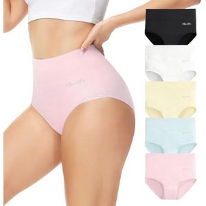 Hoge Taille Damesondergoed 5 Pack Katoen Ademend en Rekbaar