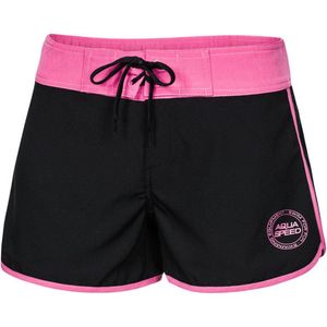 VIKI Dames Zwemshort / Boardshort - Zwart met Roze M/36