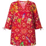 Angel of Style - Dames - Blouse A-lijn westernmotief 3/4-mouw - Fluweelrood - Maat 44
