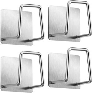 Sponshouder 304 roestvrij staal, sponshaak, zelfklevend - Gootsteenaccessoires - zelfklevende haak, keuken- en badkameropslag (4 stuks, zilver)