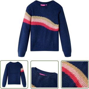 vidaXL Meisjestrui - Kindertrui - Kindertrui gebreid 140 marineblauw - Jongenstrui - Blauwe Trui - Wintertrui