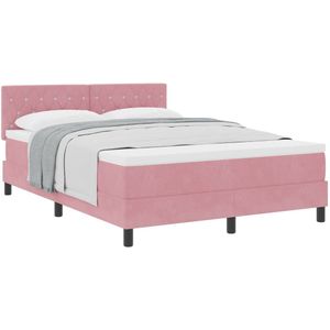 vidaXL - Boxspringbed - met - Matras - Roze - 160x200 - cm - Fluweel