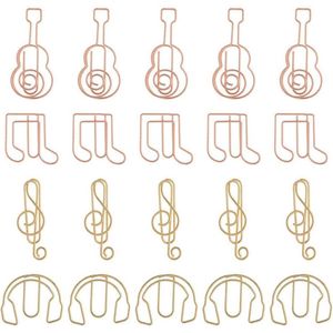 48 Stks Gitaar Paperclips - Grappige Muziek Note Bladwijzer - Rose Gold Document Organiseren - Kantoor School Bruiloft .