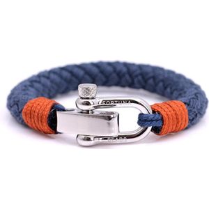 FortunaBeads Nautical S3 Staal Blauw Armband – Heren – Touw – Medium 18cm