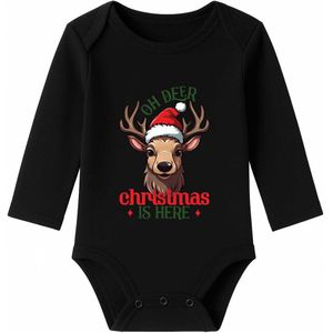 Romper Oh deer. X-mas is here - zwart - lange mouw