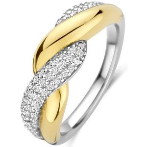 TI SENTO Dames Ring - 925 zilver - Zirkonia met geel verguld - Maat 17.75 mm / maat 56 - 12370ZY