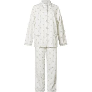 Lunatex - klassieke dames pyjama 641777 met doorknoop - flanel - wit - maat XL