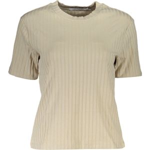 Calvin Klein Rib Short Sleeve Tee Tops & T-shirts Dames - Shirt - Beige - Maat XS