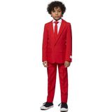 OppoSuits Red Devil - Jongens Pak - Casual Effen Gekleurd - Rood - Maat EU 92/98