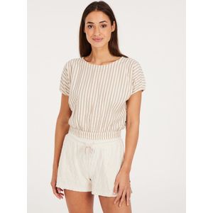 Protest Prtbubbles – Blouse Dames – Korte mouwen – Knoopsluiting – Bamboobeige