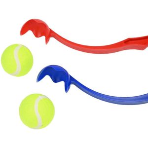 Rode /blauwe/groene Honden Ballenwerper met Ergonomische Handgreep – Inclusief Tennisbal – 38cm – Rood | Balwerper voor Hond | Bal Werpen | Apporteer Speelgoed | Hondenspeelgoed