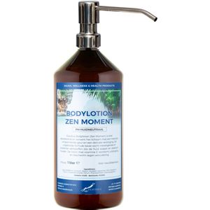 Bodylotion Zen Moment 1 Liter met luxe RVS zilverkleurige pomp - stijlvolle en duurzame uitstraling