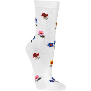 Katoenen sokken - gekamd katoen - 3 paar - wit – bloemmotief – niet knellend - maat 35/38