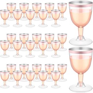 50 stuks 170 ml plastic roségoudkleurige wijnglazen - herbruikbare stengel - feestwijnbekers voor whisky champagne - bier cocktail martini - dranken - (135 x 65 cm)