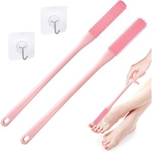 Allecto Premium - Siliconen voetwasborstel voor voeten en tenen - 2 stuks - roze - ideaal voor in de douche