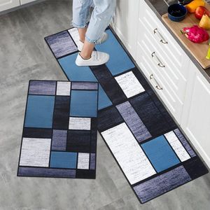 2-delige antislip keukentapijtset, wasbare moderne matten en vloerkleden voor hal, eetkamer en entree, 50 x 80 cm + 50 x 150 cm