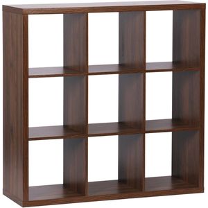 sweeek - 3-niveau kubusvormige boekenkast met 9 vakken, b 111,2 x d 39 x h 111,2cm
