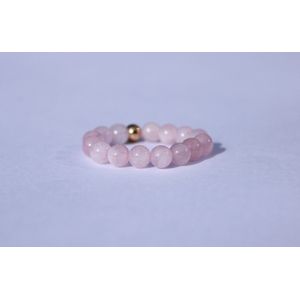 Bixorp Gems Edelsteen Ring van Rozenkwarts - 4mm Kralen Ring - Cadeau voor haar