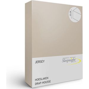 Sleepnight Hoeslaken - Jersey - (hoekhoogte 35 cm ) Cafe au lait - 100 x 220 cm - 1-persoons Strijkvrij - Geschikt voor Standaard Matras/Boxspring/Matras + Topper - 756020-B 100 x L 220 cm